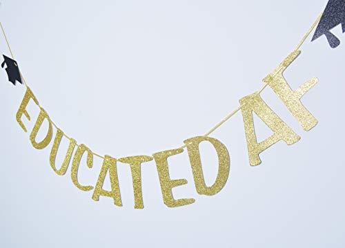 Image of Qttier Educated AF Banner, Funny Graduation Party Decor | Congrats Grad Decorations, Class of 2026 College High School Party Supplies, Pre-strung