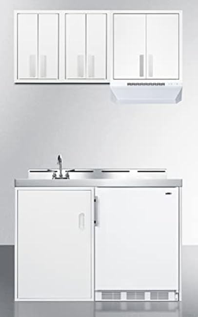 Summit Appliance CAB1812WHITE 18' Wide Wall Cabinet with Powder Coated Metal Construction in a White Finish with Two Shelves, French Doors, and Angled Steel Handles