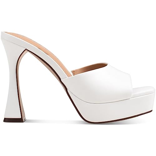 Wild Pair Womens Rajaa Faux Leather Peep-Toe Heels White 10 Medium (B,M)4