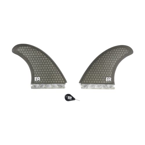 Eisbach Riders Juego de tabla de surf Future Twin Fin de fibra de vidrio con llave de aletas para tabla de surf de peces (gris)