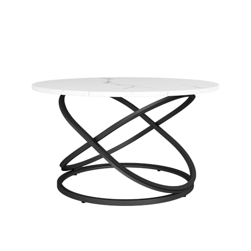Vicco Table Basse Calgary, Blanc/Noir, 79.5 x 62 cm avec Grande Surface de Travail