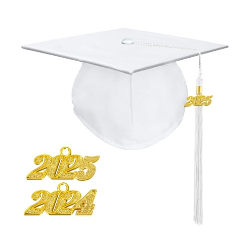 Misscom Unisex Matte Graduation Cap with 2024 2025 Year Charm for Adult Middle High School and Bachelor