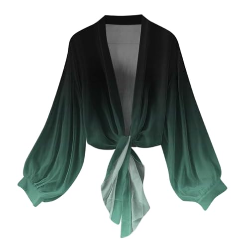 RuFengz jäckchen für Abendkleid Silber, Damen Bolero Chiffon Leichte Strickjacke Elegant Langarm Sommershirt Dünne Sommer Bolerojacke Festlich Casual Sommerjacke für Party Strand, XXL, Dark Grün RuFengz jäckchen für Abendkleid Silber, Damen Bolero Chiffon Leichte Strickjacke Elegant Langarm Sommershirt Dünne Sommer Bolerojacke Festlich Casual Sommerjacke für Party Strand, XXL, Dark Grün