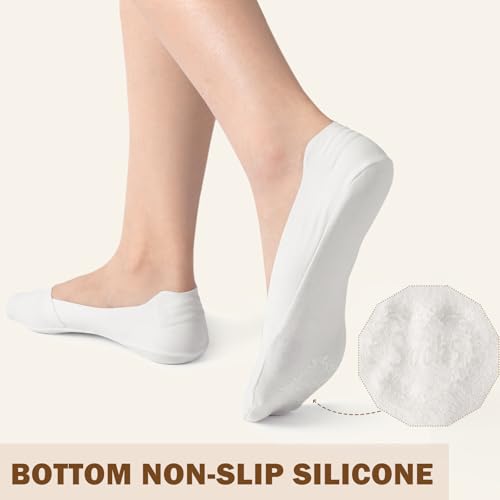 Image of Sofier No Show Socks Womens, Non Slip Low Cut 6 Pairs Thin Silky Dress Footies Liner Invisible Socks Flats Loafers Sneakers