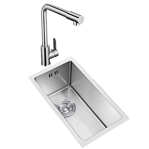 Évier de cuisine compact en inox argent avec robinet chaud/froid pour petit espace