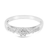 LXR 14K białe złoto diament Cluster pierścionek, Biżuteria