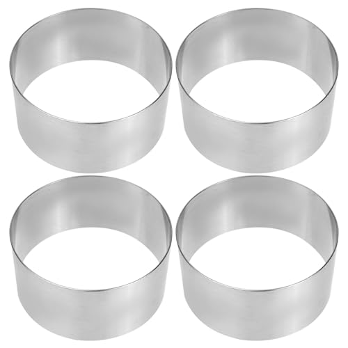NUOBESTY 4 piezas Molde Redondo de Acero Inoxidable para Hornear Pasteles y Mousses Anillos para Tartas y Postres Utensilio Versátil para Repostería y Decoración de Postres