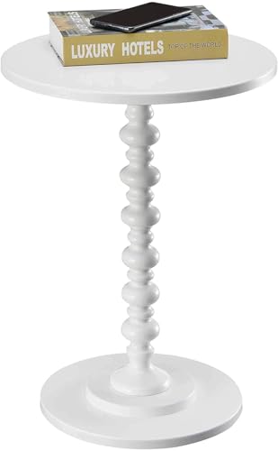 Image of VASIL MART Wooden Round Bed Side Table End Table, Side Table, Night Stand Beah Table for Living Room Bedroom (White)