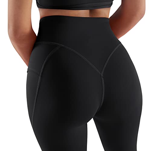Omkagi No Front Seam High Waisted Leggings For Women With Pockets Tummy Control Gym Yoga Pants(L,1175-Black) #TOP4