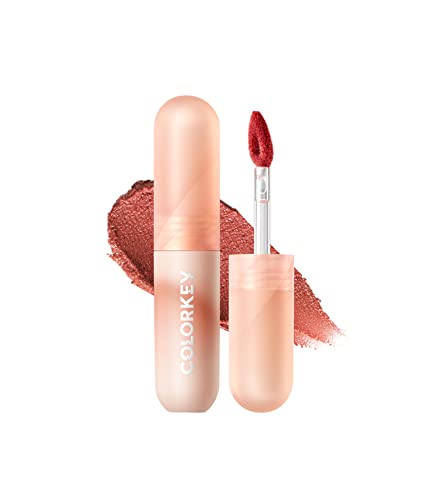 COLORKEY Velvety Mousse Fluffy Lip Mud, Matte Lipstick Long Lasting Smooth Velvet Lip Stains Lip Tint Beauty Lips Makeup | Mud Texture, Sunset Warm Colors, (O115 Sweet Persimmon)
