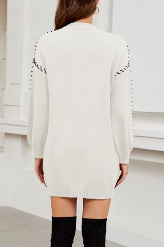 Image of Cakulo Womens Oversized Sweater Dress Color Block 2025 Fall Winter Long Sweaters Trendy Crewneck Knit Dresses