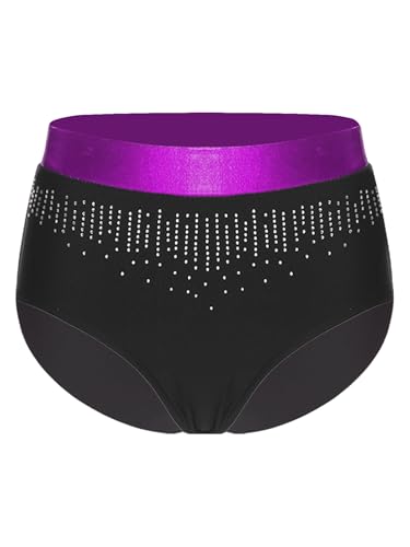 Kids Girls Glittery Rhinestones Briefs High Waist Gymnastics Dance Briefs Panties Underwear Shorts