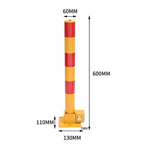 KATSU Parkplatzsperre Poller Parkpfosten für Autoparkplätze abschließbarer herunterklappbarer Parkplatz-Sperrpoller, Privater Parkplatz, gelbe und rote, 60cm Höhe