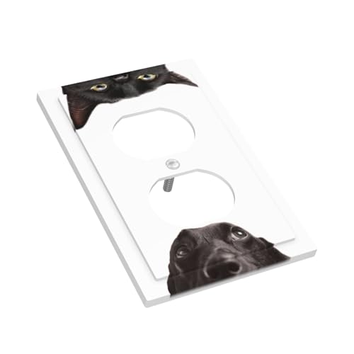 Ihsourgnitnem Outlet Covers Black Funny Cat Cute Dog Pet Puppy 1 Gang Duplex Light Switch Cover Decorative Switch Plates Electrical Receptacle Faceplate Wall Plate For Kids Room Nursery Decor by Ihsourgnitnem - Image 3