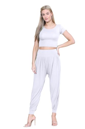 Pantalones Hareem Ali Baba holgados de longitud completa, color blanco, tallas 36-38 2