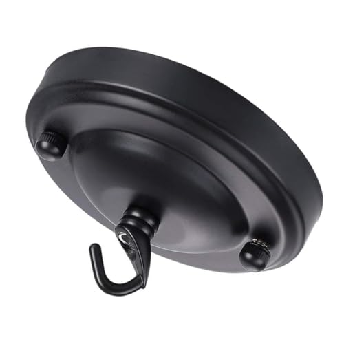 ELAYARD Rosone Lampadario Vintage da Soffitto in Nero Gancio Resistente Multifunzione per Lampade Sospensione Lanterne e Appendini Decorativi per Soggiorno
