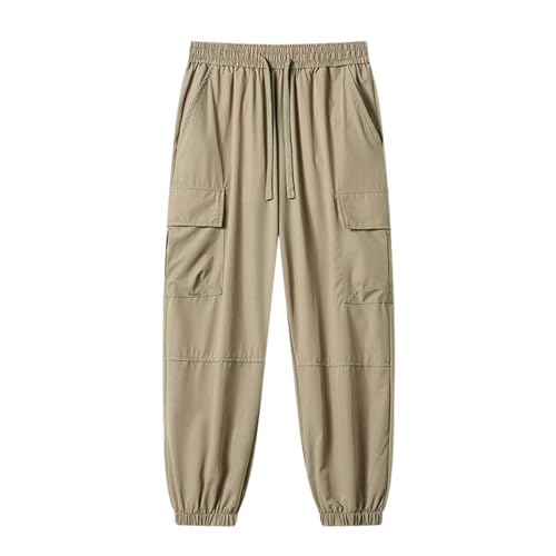 Men's Pants Summer Thin Ice Silk Workwear Sport Casual Cuffed Trouser for Men