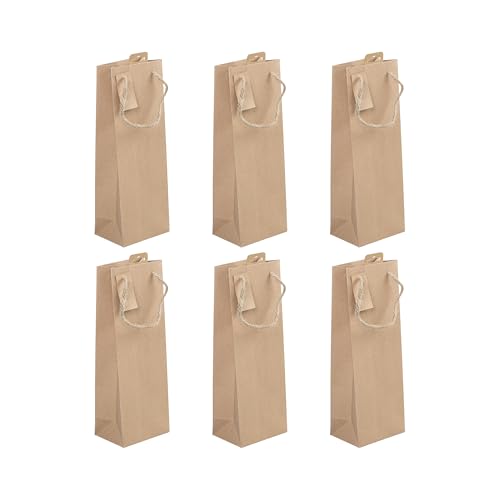 Eurowrap 28800-4Cpack - Un lot de 6 Sacs Cadeaux Kraft - Format Bouteille - 12,7x9x35,5cm - 210g - Emballage Cadeau Kraft, Emballage, Idéal pour : Bouteille, Gourde, Alimentaire
