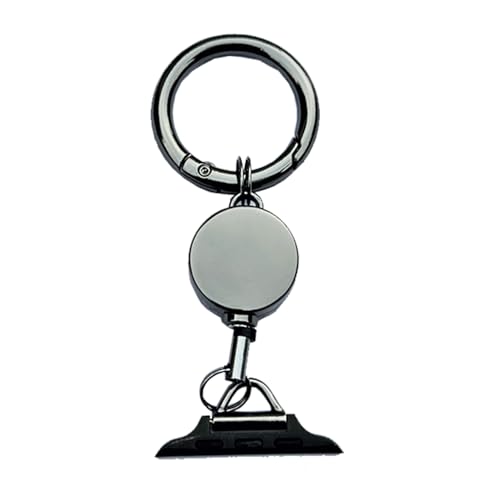 Retractable Watch Band Hook Accessory Compatible with Apple Watch Fob Necklace Keychain Clip Pocket watch Case 38mm 40mm 41mm 42mm 44mm 45mm,Replacement Band for iwatch Series11-1/SE Ultra (Gunmetal, 49/46/45/44/42mm(series123))