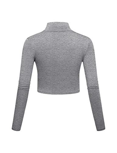 Image of Kindcall Lightweight Mock Turtleneck Crop Tops Long Sleeve Casual Base Layer for Women