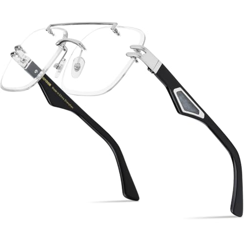 Image of HEPIDEM Really Buffalo Horn Handmade Glasses Frame,Oversize Big Square Rimless Buffs Eyeglasses 0042