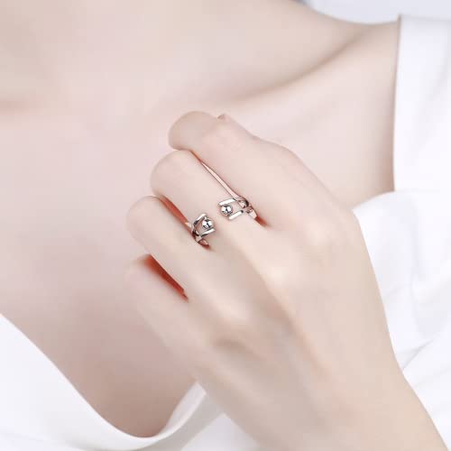 Asgift Sterling Silver Anxiety Ring For Women Adjustable Fidget Ring With Spinner Beads Stress Relief Stacking Band Fidget Jewelry Christmas Gift For Girls Daughter #TOP4