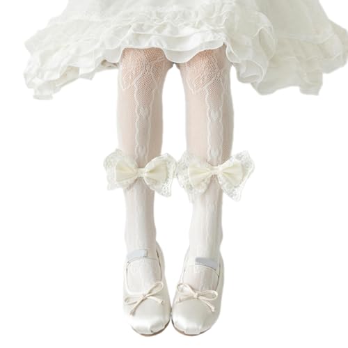 Girls Fishnet Leggings Bowknot Detail High Stretch Cotton Comfortable Kids Fashion