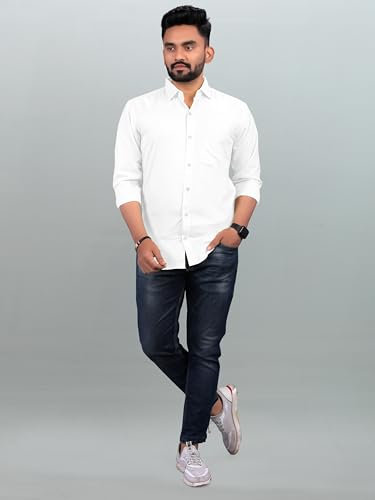 Image of Men Regular Fit Solid Spread Collar Casual Shirt