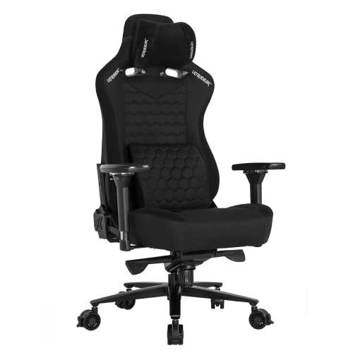 ULTRADEK Throne|Silla para Juegos/Oficina|2 Almohadas De Espuma Viscoelástica, Respaldo Reclinable, Reposabrazos 4D, Ajuste De Altura De Elevación De Gas|Estructura De Metal, Cubierta De Tela, Negro Cover