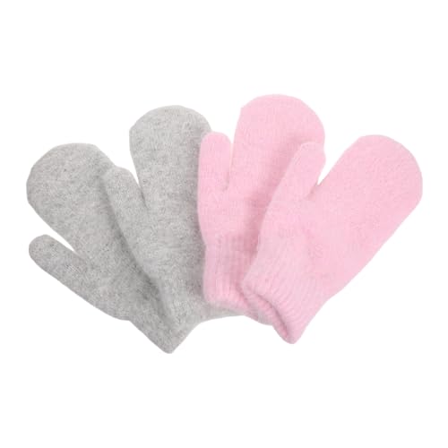 Guantes de lana gruesos KOMBIUDA para mujer, el pack de 2 pares tejidos que abrigan en invierno