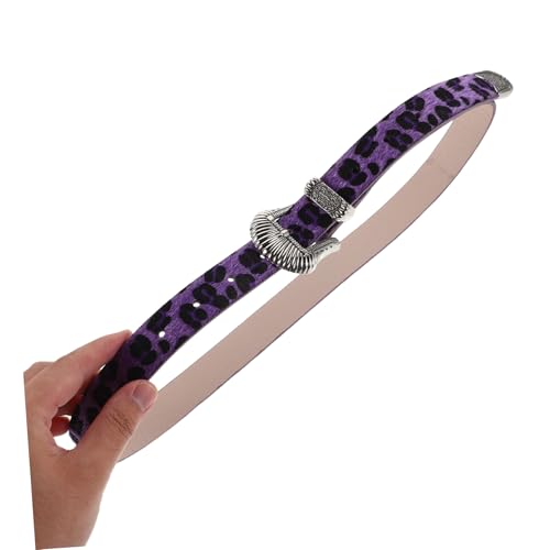 Vintage Western Belt: Retro Wide Leopard Print Buckle Belt For Jeans Pants Dress Ideal For Parties And Everyday Use Purple4