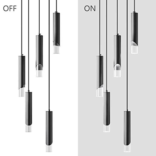 Liangmh Modern Pendant Light Kitchen Light Fixture Dimmable Led Black Mini Pendant Lights Dinning Room Black Pendant Lighing For Kitchen Island Bedroom (5-Light) #TOP4