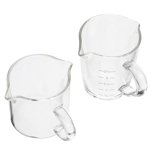 Ipetboom 2 piezas Jarras de Leche de Vidrio con Doble Boquilla Vasos Medidores de Café Vidrio Grueso con Fondo Antideslizante para Hogar Restaurantes y Cafeterías