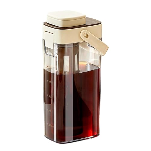 Stylish Iced Tea Pitcher - 1000ml Bottle, Airtight Lid, Leakproof Wide Mouth, Handle Grip, Lemonade Fruit Infuser for Home and Outdoor Beverages