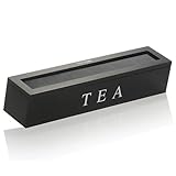 Yeory Scatola di Selezione del tè, organizzatore di scatole da tè in Legno con 5 Scomparti, Caddy a Prova di Polvere con Coperchio Trasparente, conservazione delle Sacchetti per Sacchetti, di LAT