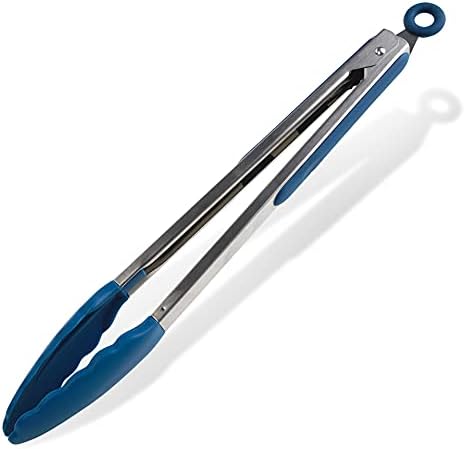 Tasty Serving Tongs Set of 3, Kitchen Tongs, Heat-Resistant, Turning, Barbecue & Salad Tongs, Plastic Tongs, Kitchen Utensil, Dimensions: Small, Medium, Large, Colour: Blue, Light Blue, Grey