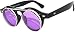 Steampunk Retro Gothic Vintage Hippie Colored Metal Round Circle Frame Sunglasses Colored Lens OWL (FlipUP_C3_Blk_Purple, PC Lens)