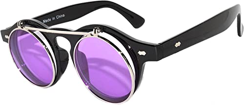 Image of OWL Steampunk Vintage Retro Round Circle Gothic Hippie Colored Plastic Frame Sunglasses Colored Lens