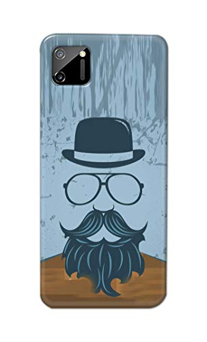 Image of PRINTFIDAA Mustache Beard and Hairstyle Hipster in Glasses Printed Designer Hard Case for Realme C11 (2020) (6.5 inch) Back Cover -(e) RPM1002