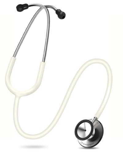 Image of FriCARE Dual Head Stethoscope - Stethoscopes for Nurses, Medical Nursing Students, Paramedics /EMT /LVN /VNA Backup - FSA /HSA Eligible Estetoscopio, White Tube, Stainless Steel Chestpiece