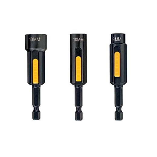 Dewalt Außensechskant-Steckschlüssel Set (3-teilig, 8, 10, 13 x 75 mm, Extreme Easy Clean Permanentmagnet, für den Einsatz in Bohrmaschinen und Schraubern) DT7460