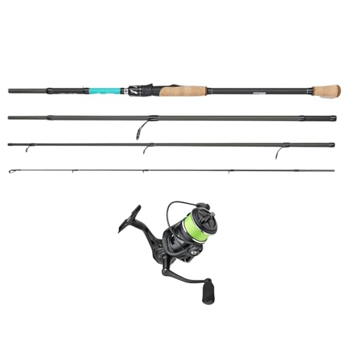 Fishing-King Tackle Angelcombo Zander/Hecht | Spinnrute 2,55 m und 20-80 g | Spinnrolle 4000 mit geflochtener Schnur