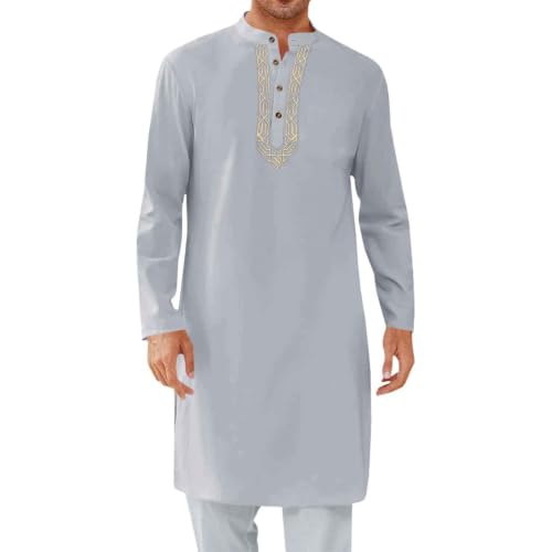 Caftan homme manches longues respirant vêtement de prière et tenue Ihram solide