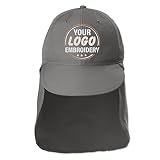 Custom Embroidered Sun Hat Neck&Ear Flap Adjustable UPF 30+ UV Protection Hiking Safari Fishing Hats