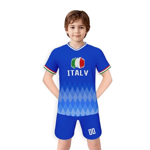 WM 2026 Conjunto de chándal para Hombre, niño, niña, Camiseta de Entrenamiento, Manga Corta y pantalón Corto. (Blue, 8-9 Years)