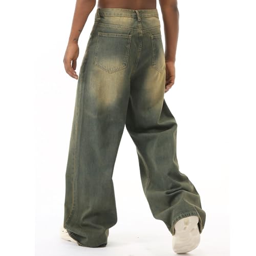 Men's Baggy Jeans High Street Vintage Skater Pants Causal Aesthetic Ripped Fit Straight Leg Denim Jeans3