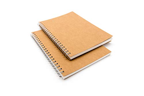 Dstelin Blank Spiral Notebook, 6-Pack, Soft Cover, Sketch Book, 100 Pages / 50 Sheets, 7.5 Inch X 5.1 Inch, 100Gsm, (Brown) #TOP2