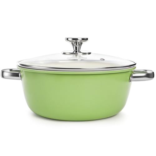 ZENFUNN Ceramic Nonstick Stock Pot with Lid, 4.2 Quart Soup