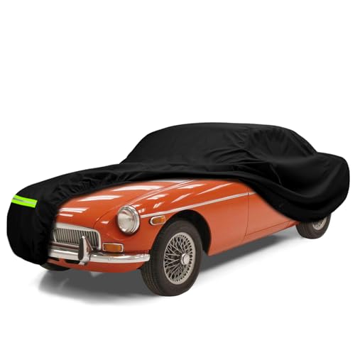 Image of Waterproof Car Cover Compatible with 1962-1980 MG MGB Accessories 210T All Weather Car Covers with Night Reflective Strip&Anti-Theft Lock for Car Dust Snow Rain Hail Protection