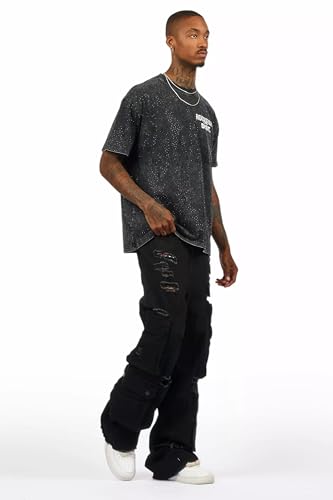 Men's Keylor Black Distressed Baggy Fit Jean in3